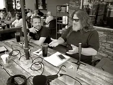 Matt interviewing Sky 'Daddy' Conwell at a restaruant